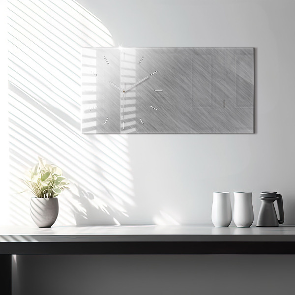 Horizontální hodiny na skle Kovová zeď