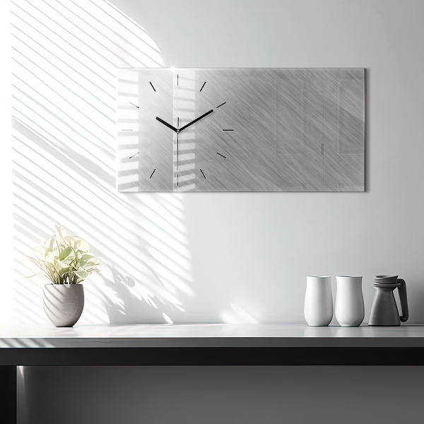 Horizontální hodiny na skle Kovová zeď