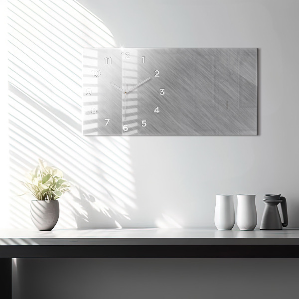 Horizontální hodiny na skle Kovová zeď