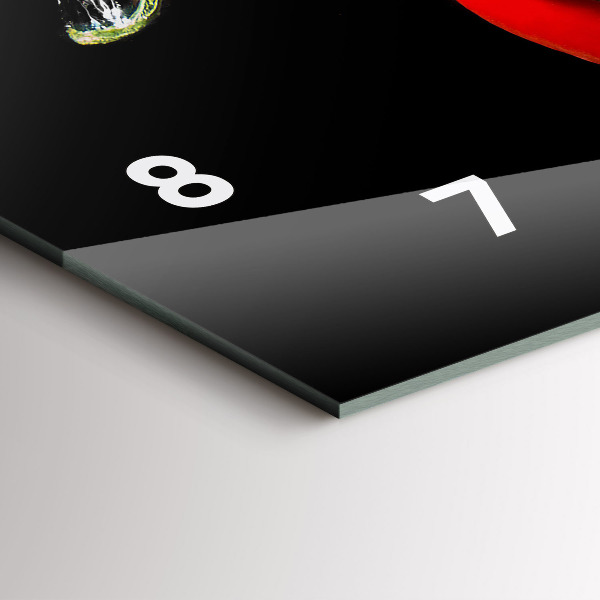 Horizontální hodiny na skle Papriky ve vodě