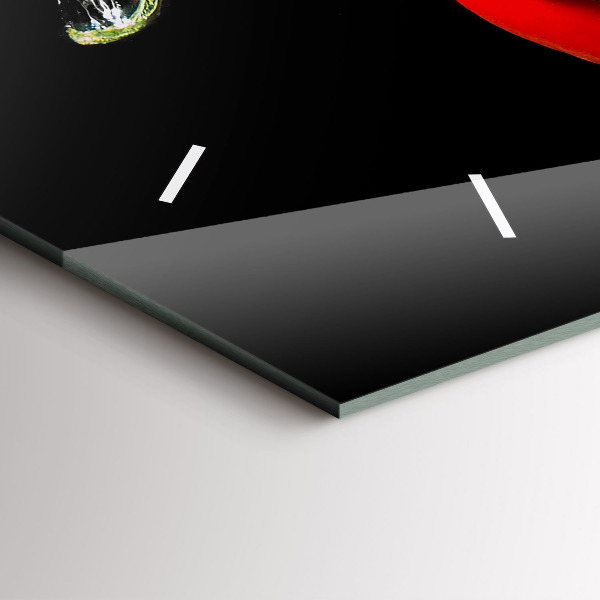 Horizontální hodiny na skle Papriky ve vodě