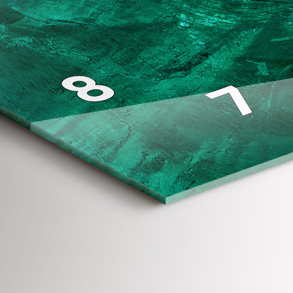 Horizontální hodiny na skle Smaragdová stěna