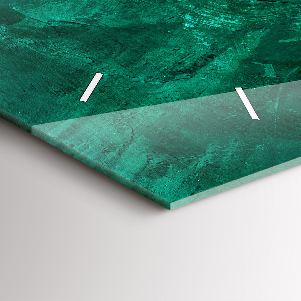 Horizontální hodiny na skle Smaragdová stěna