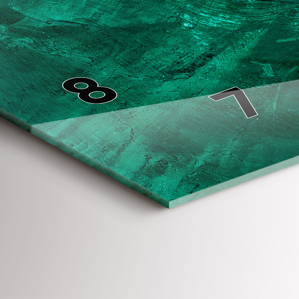 Horizontální hodiny na skle Smaragdová stěna