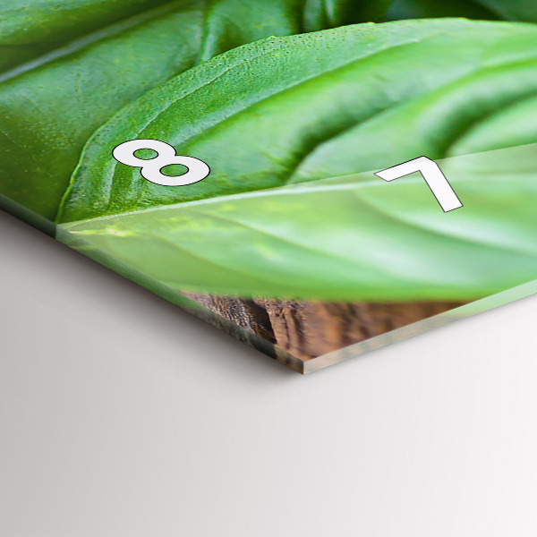 Horizontální skleněné hodiny na stěnu Listy bazalky