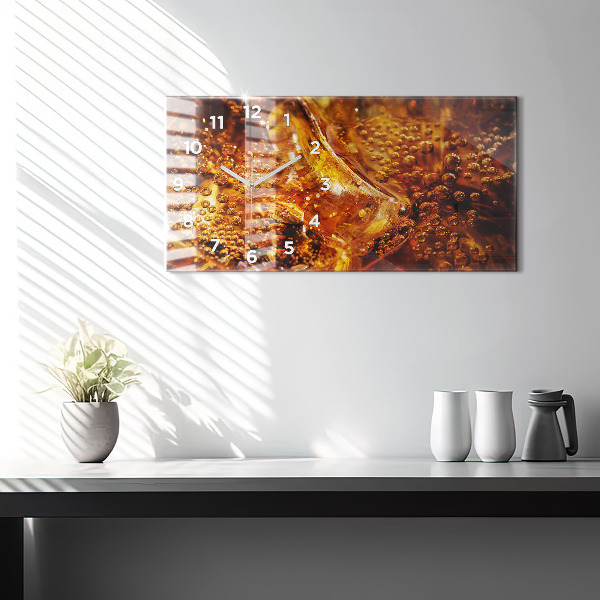 Horizontální skleněné hodiny na stěnu Detail nápoje