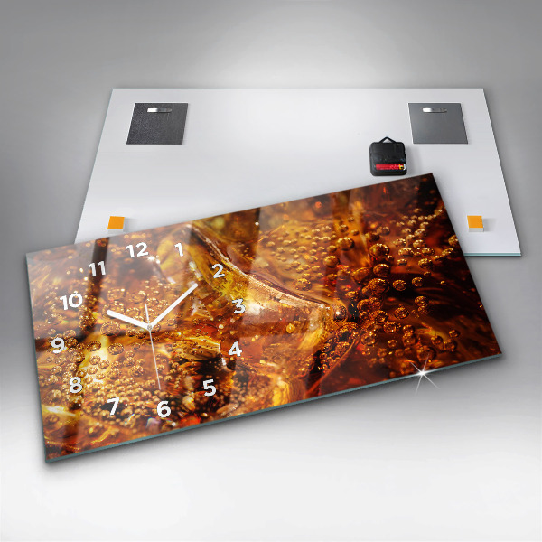 Horizontální skleněné hodiny na stěnu Detail nápoje