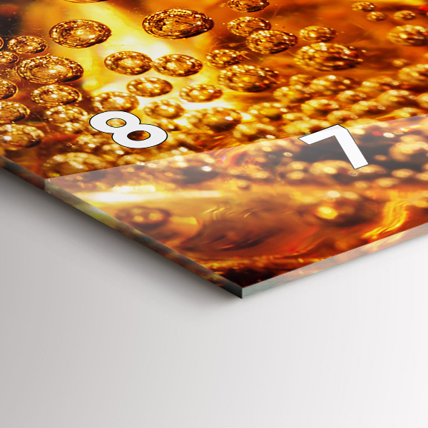 Horizontální skleněné hodiny na stěnu Detail nápoje