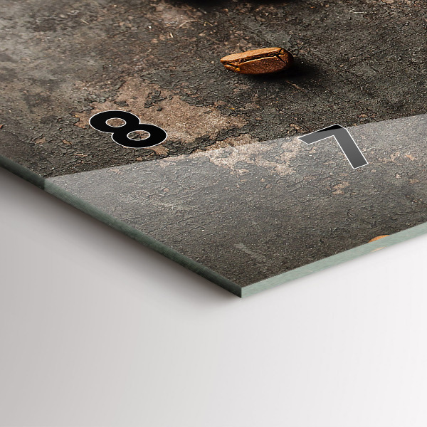 Horizontální skleněné hodiny na stěnu Pytel kávových zrn