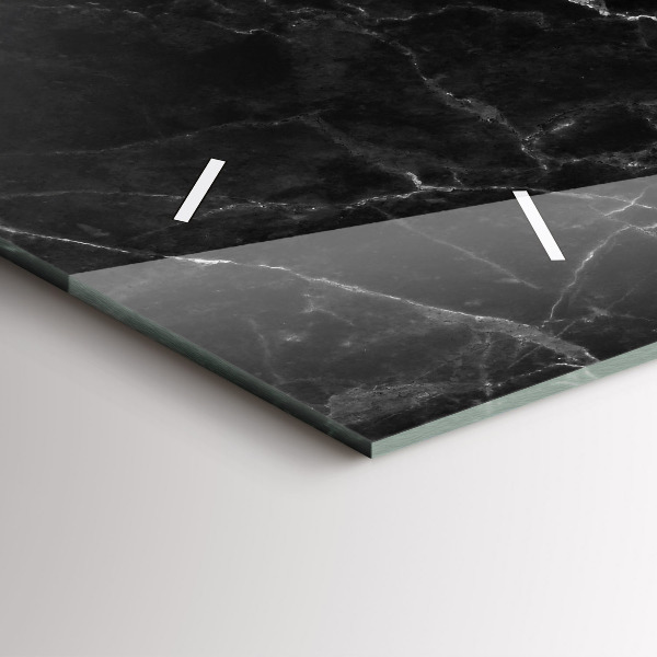 Horizontální skleněné hodiny na stěnu Tmavý mramor