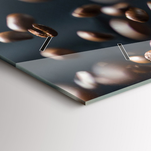 Horizontální skleněné hodiny na stěnu Kávová zrna