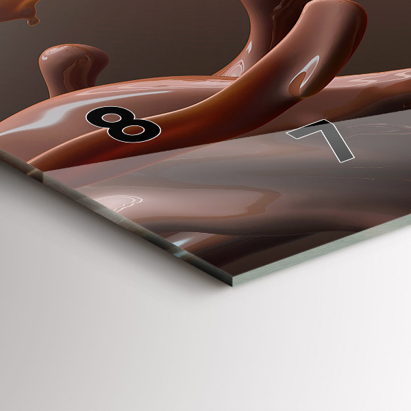 Horizontální skleněné hodiny na stěnu Kakao