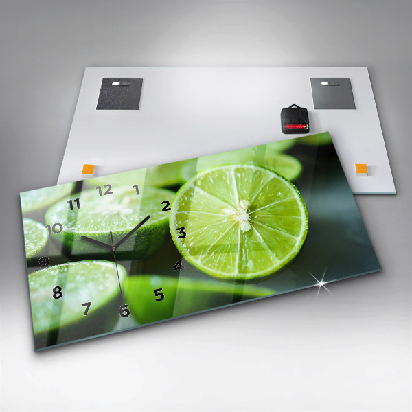 Horizontální skleněné hodiny na stěnu Kousky vápna