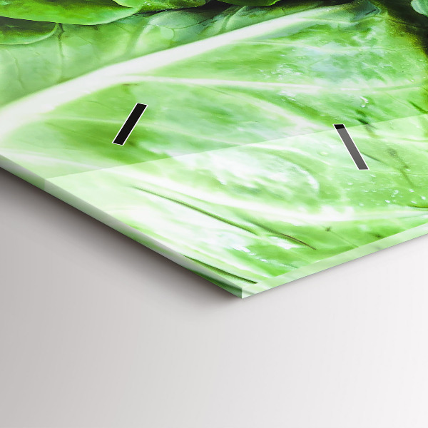 Horizontální skleněné hodiny na stěnu Zelená zelenina