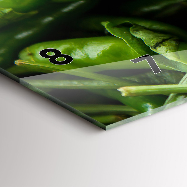 Horizontální skleněné hodiny na stěnu Zelený pepř