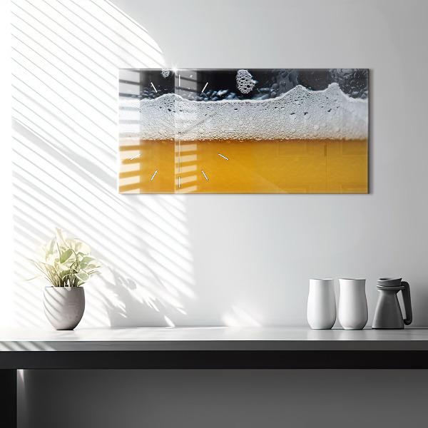 Horizontální skleněné hodiny na stěnu Detail piva