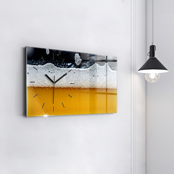 Horizontální skleněné hodiny na stěnu Detail piva