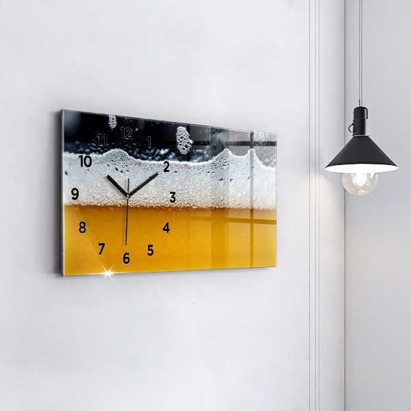 Horizontální skleněné hodiny na stěnu Detail piva