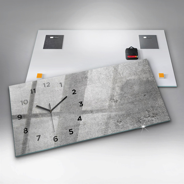 Horizontální skleněné hodiny na stěnu Surová zeď