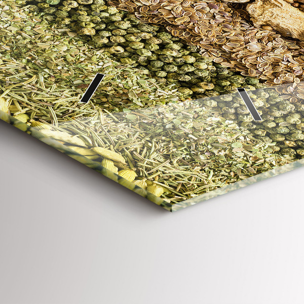 Horizontální skleněné hodiny na stěnu Řady koření