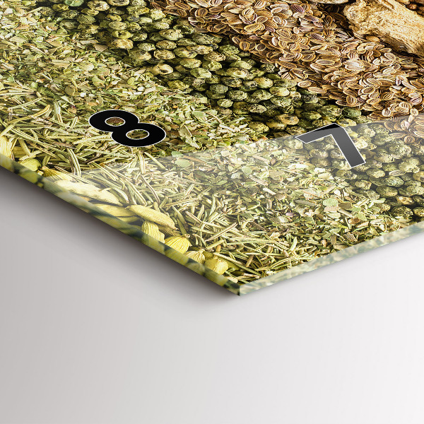 Horizontální skleněné hodiny na stěnu Řady koření