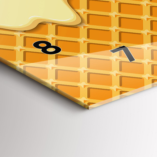 Horizontální skleněné hodiny na stěnu Oplatky a zmrzlina