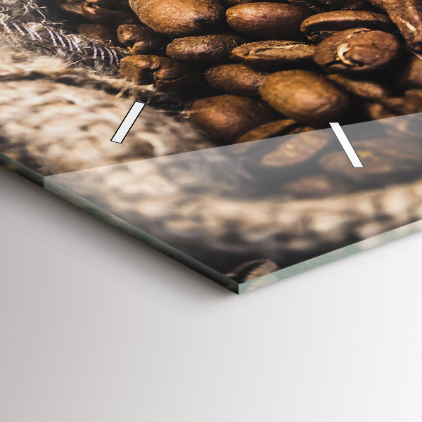 Horizontální skleněné hodiny na stěnu Pytle s kávou