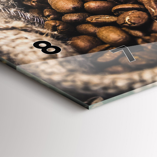 Horizontální skleněné hodiny na stěnu Pytle s kávou