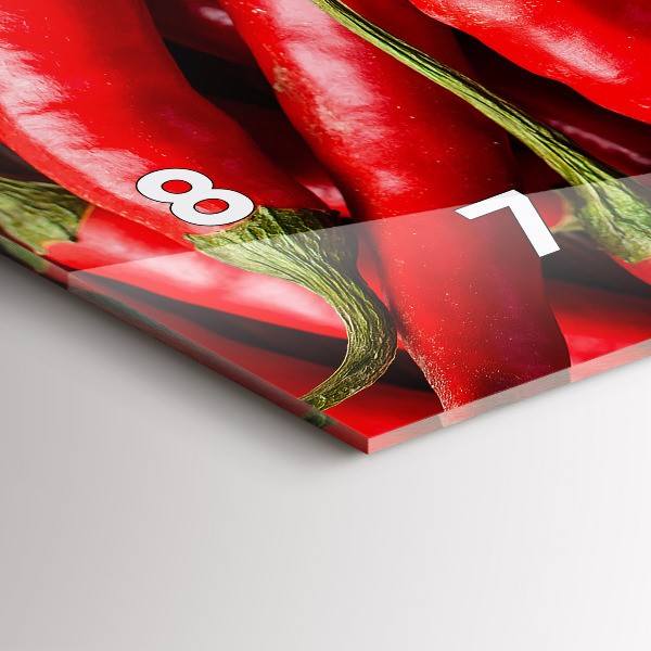 Horizontální skleněné hodiny na stěnu Horké papriky