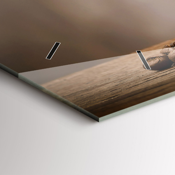 Horizontální skleněné hodiny na stěnu Hrnek s kávou