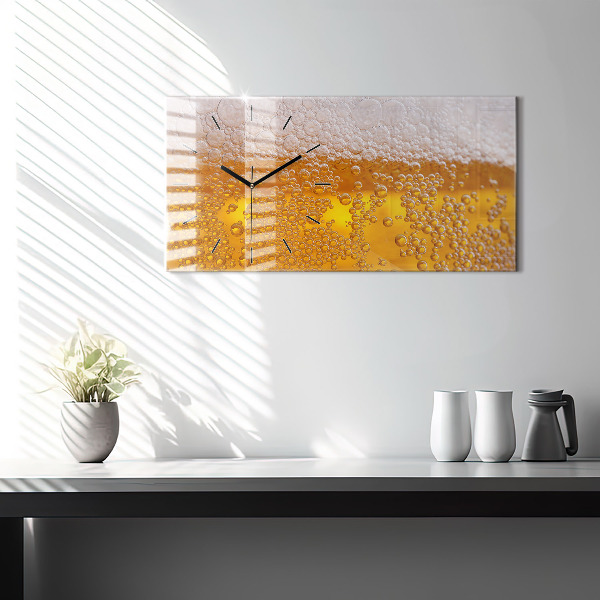 Horizontální skleněné hodiny na stěnu Pivo