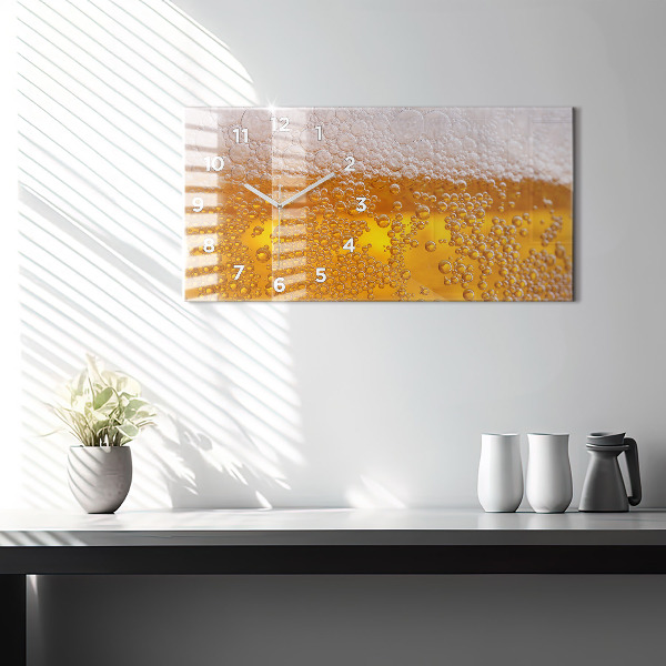 Horizontální skleněné hodiny na stěnu Pivo