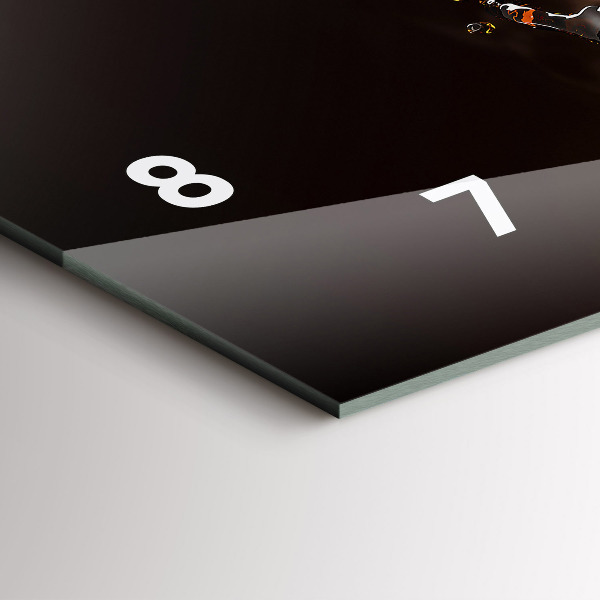 Horizontální skleněné hodiny na stěnu Horká káva