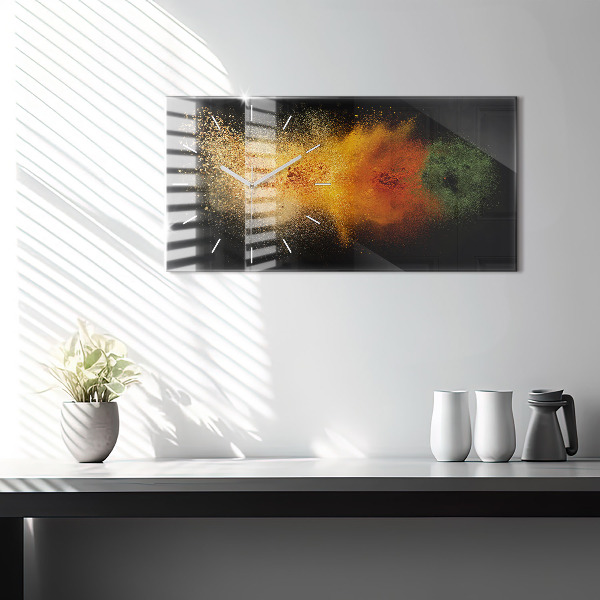 Horizontální skleněné hodiny na stěnu Rozsypané koření