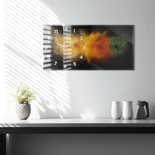 Horizontální skleněné hodiny na stěnu Rozsypané koření