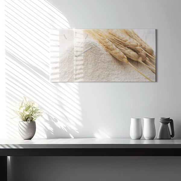 Horizontální skleněné hodiny na stěnu Mouka