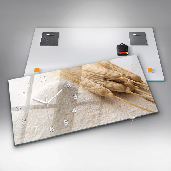 Horizontální skleněné hodiny na stěnu Mouka