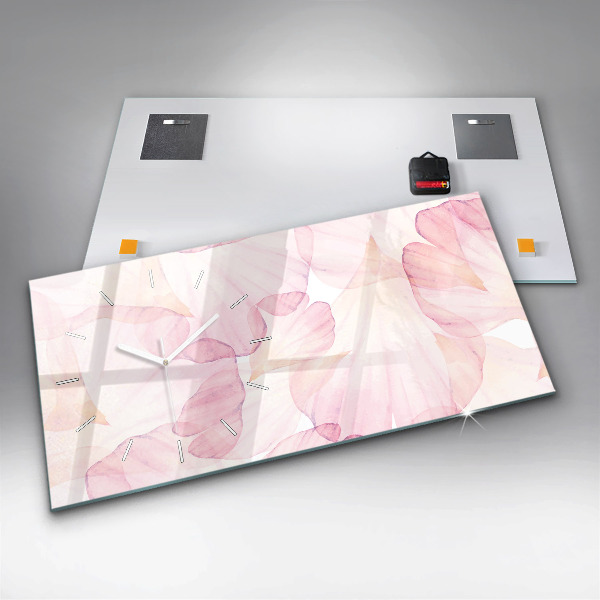 Horizontální hodiny na skle Akvarelové okvětní lístky