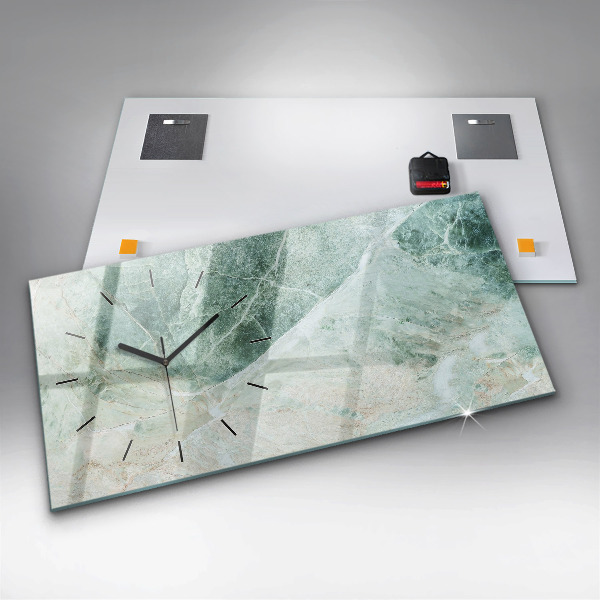 Horizontální hodiny na skle Textura mramorového kamene