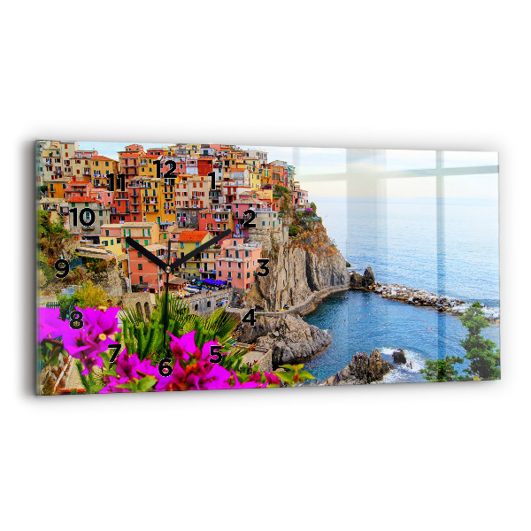 Horizontální hodiny na skle Pobřeží Cinque Terre