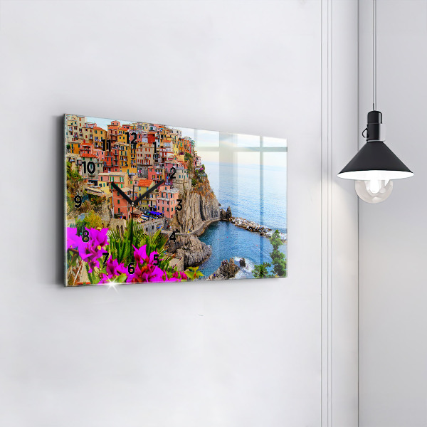 Horizontální hodiny na skle Pobřeží Cinque Terre
