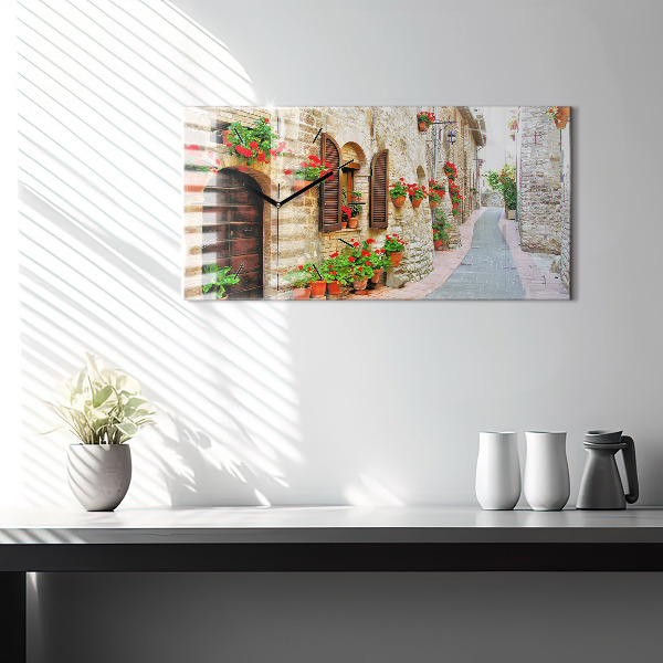 Horizontální hodiny na skle Malebná ulice