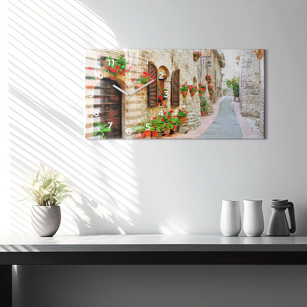 Horizontální hodiny na skle Malebná ulice