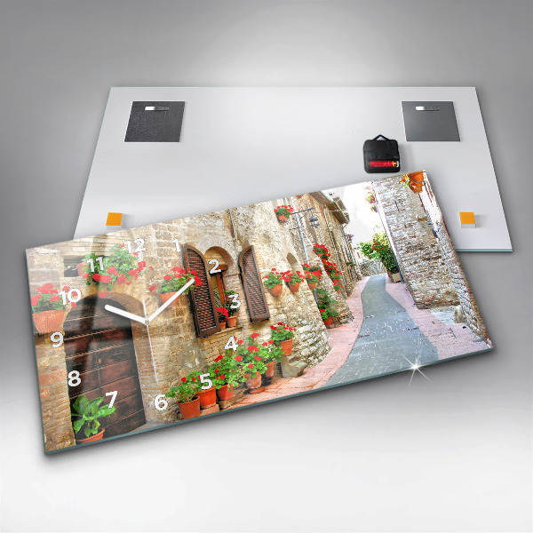 Horizontální hodiny na skle Malebná ulice