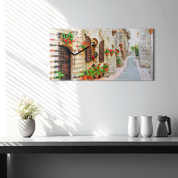 Horizontální hodiny na skle Malebná ulice