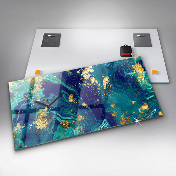 Horizontální hodiny na skle Moderní abstrakce