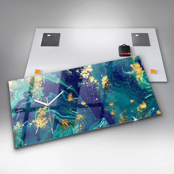 Horizontální hodiny na skle Moderní abstrakce