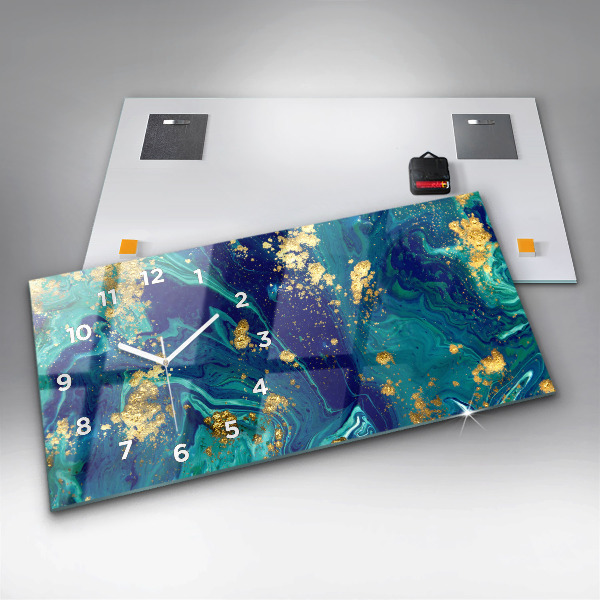 Horizontální hodiny na skle Moderní abstrakce