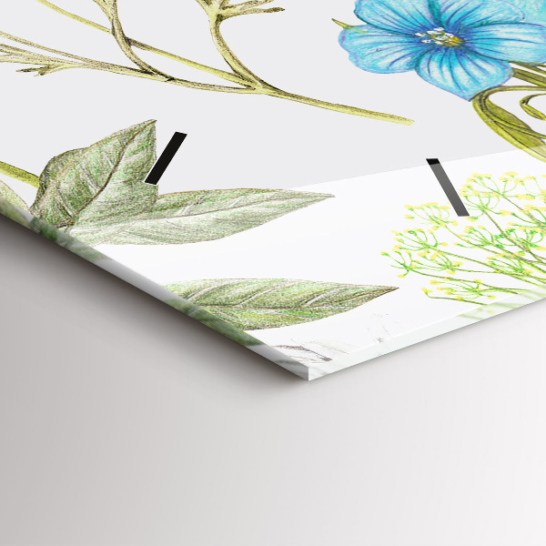 Horizontální hodiny na skle Kompozice květin