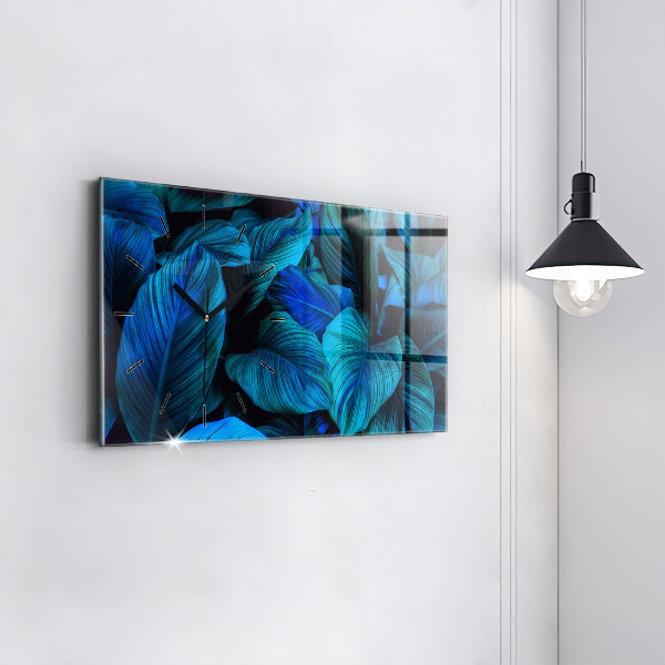 Horizontální skleněné hodiny na stěnu Tropická příroda